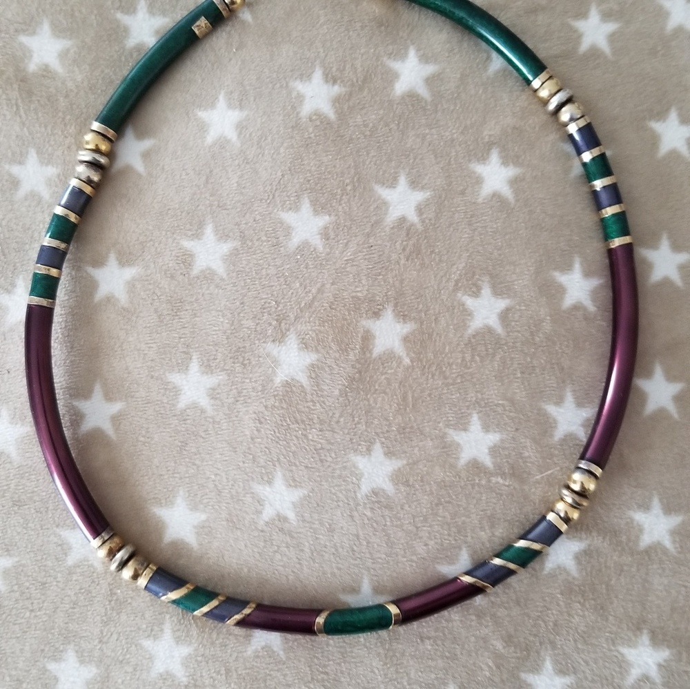 vintage sterling enamel collar necklace